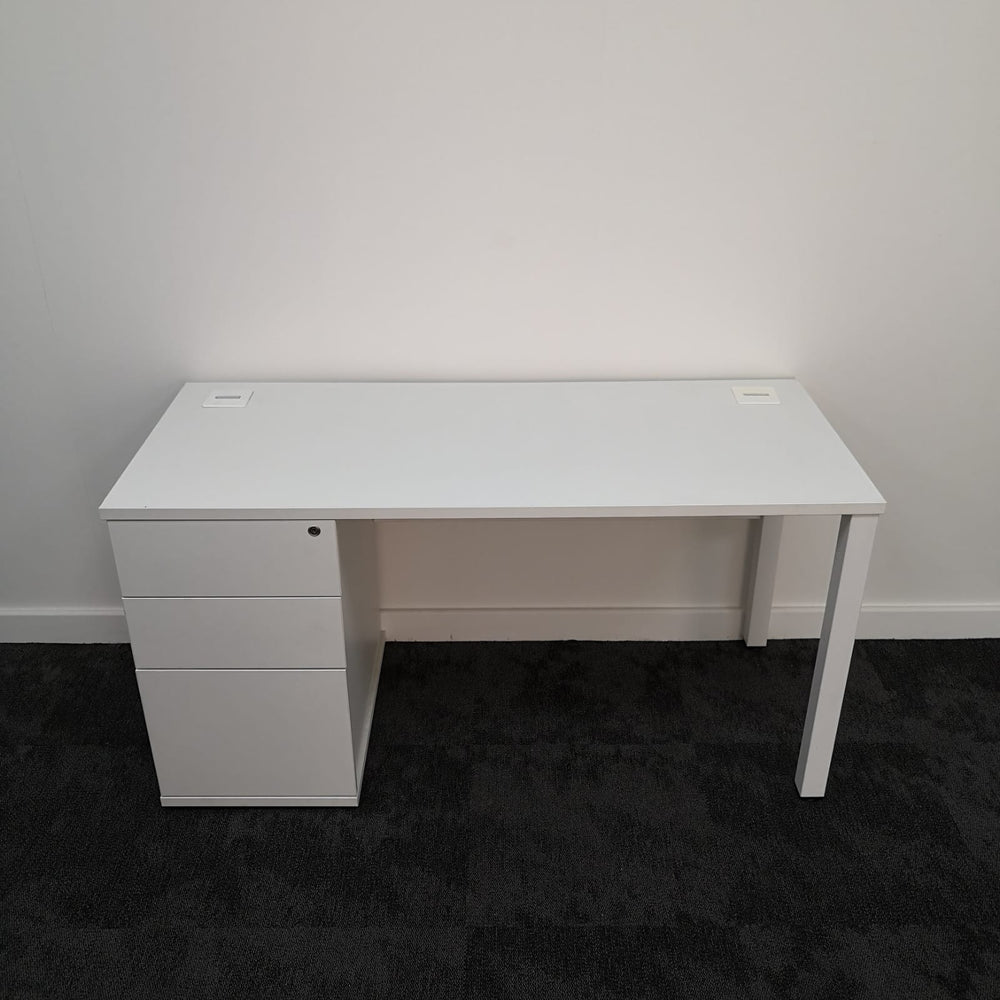 Rectangular Desk With Fixed Drawers - W1400mm - White - CSOS1865 | Coggin Sustainable Office Solutions | Online Shop