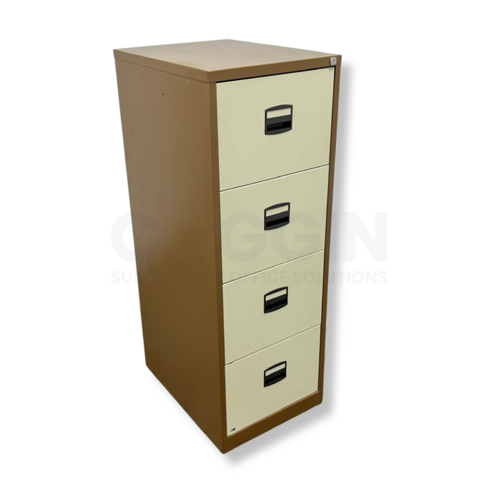 4-drawer Metal Filing Cabinet - Brown/Cream - CSOS1941